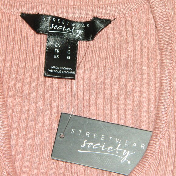 Streetware Society Pink Ribbed Stretchy Bodycon Date Night Dress Size Large-A07 - Picture 8 of 9